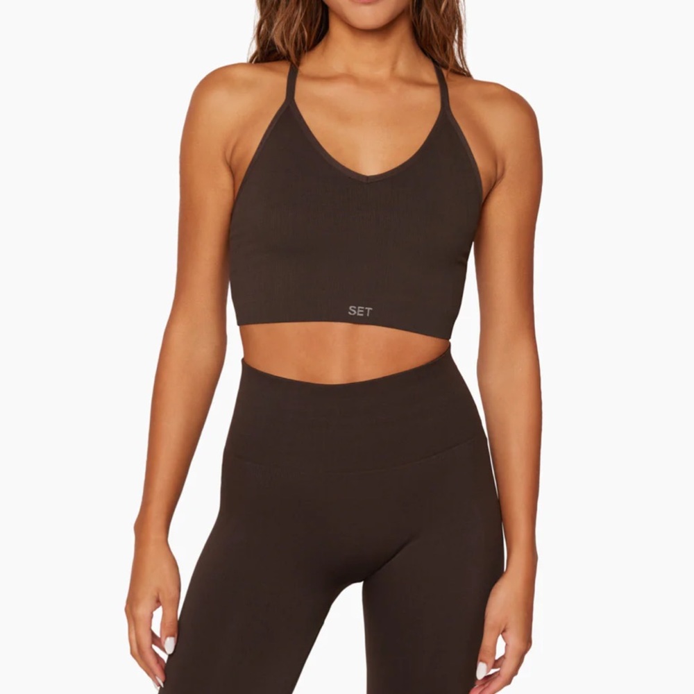 SET ACTIVE SCULPTFLEX SET ESPRESSO Ribbed V Bra + Leggings